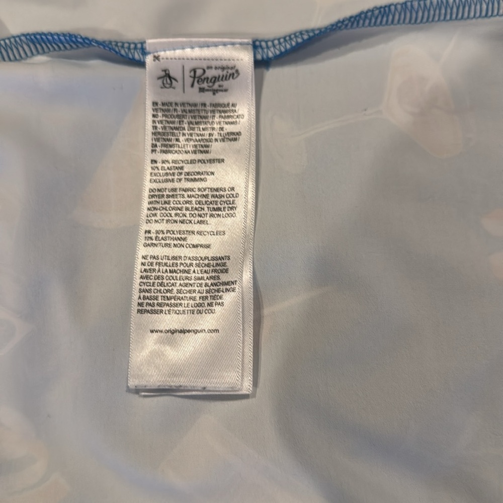 Penguin PGA Tour Blue Cocktail Pattern short sleeve Polo Shirt size large - Picture 6 of 7